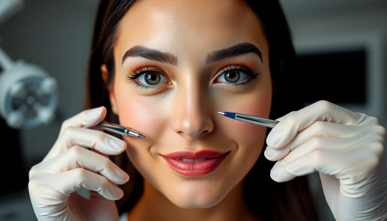 Oberlidstraffung Zürich: Skilled specialist performing eyelid lift for a rejuvenated look, emphasizing precision and care.