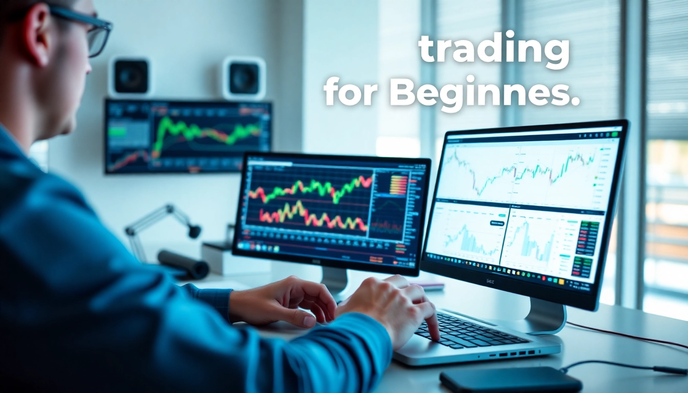 Professional trader reviewing online trading for beginners on a computer in a sleek workspace