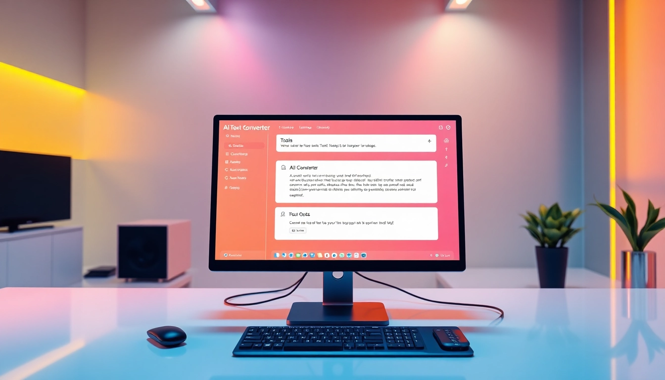 Efficient AI text converter tools in action on a modern computer workspace for seamless content